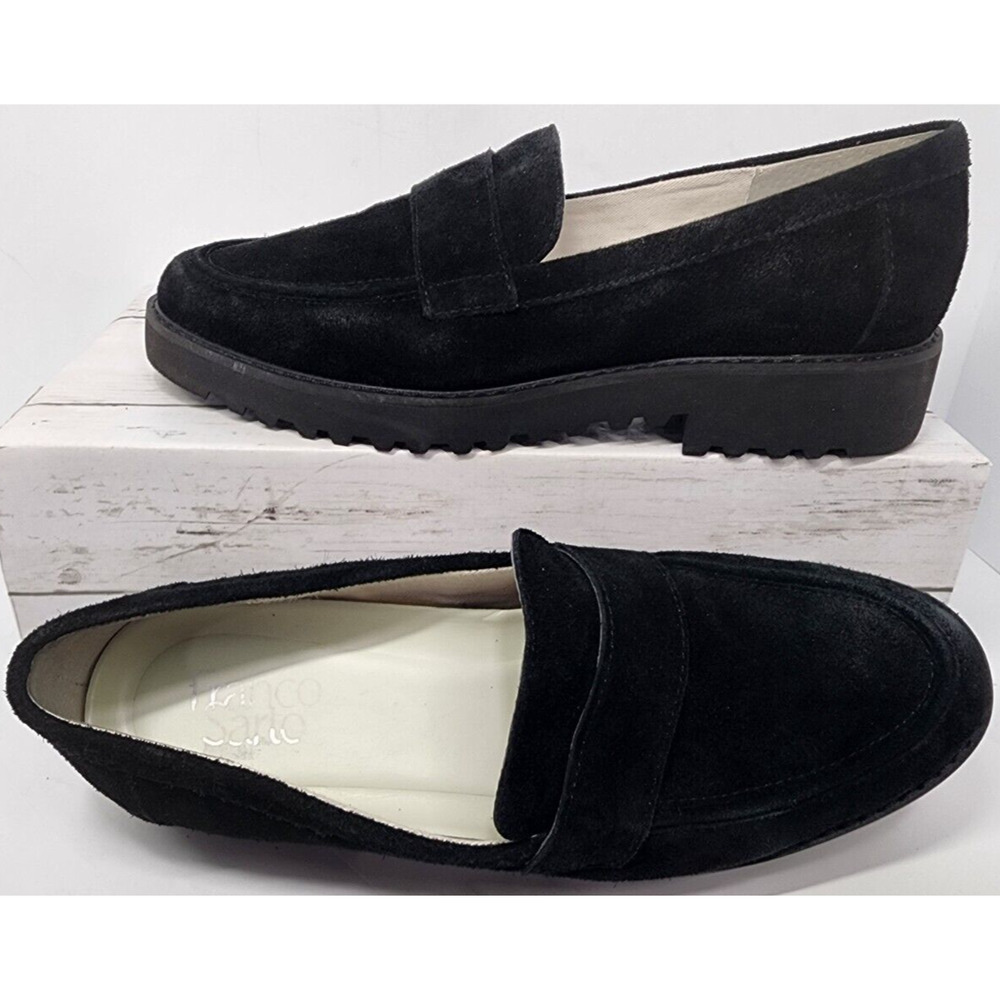 Frank Sarto Black Leather Slip On Loafer, 'L-Carol3', Women's Size 9M